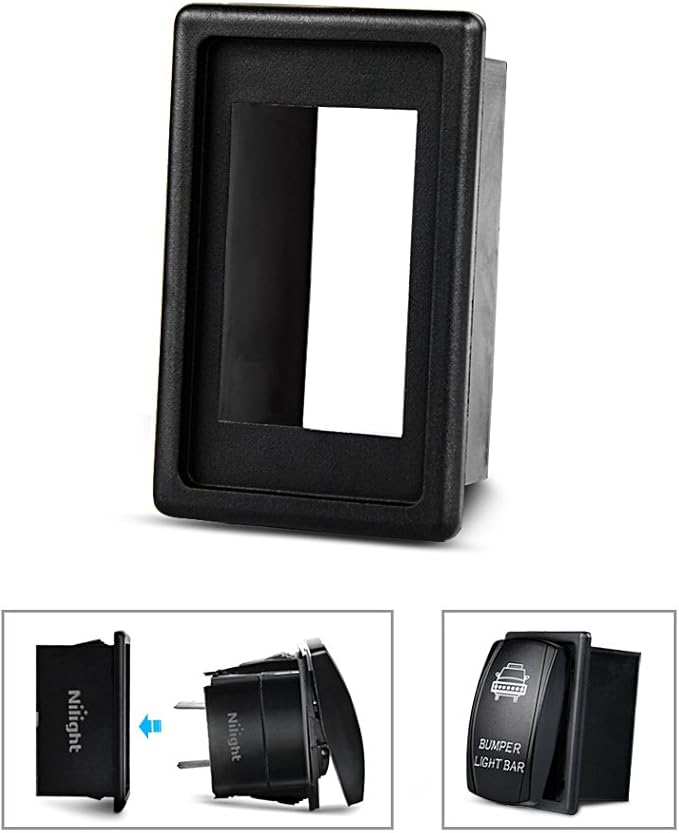 Nilight LED Light Bar Rocker Switch Holder Panel Switch Holder Housing Kit ABS Plastic Black Automotive Mount Toggle Switch Housing,1PCS Switch Panel (90011A)