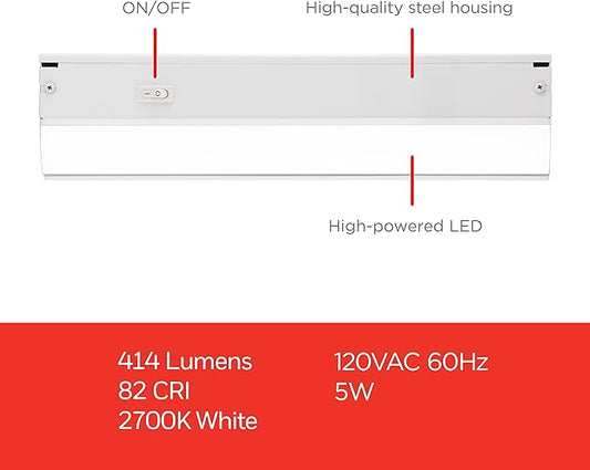 UltraPro 18 inch Hardwired Under Cabinet Lights, On/Off Only, 2700K Warm White, Under Cabinet Lighting, Under Counter Lights for Kitchen 44110