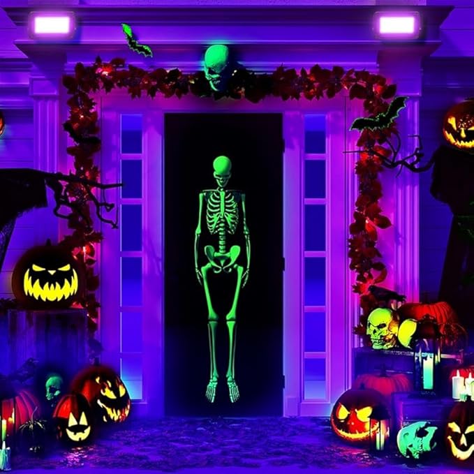 roperry Black Light Bar 10W 1ft LED Blacklight for Fluorescent Tapestry Poster Body Paint Glow Party UV Strip Lights for Cabinet and Display Magnetic (4 Pack)