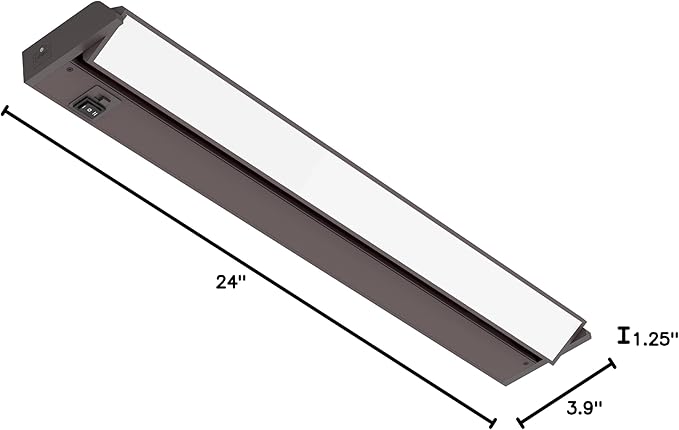 GETINLIGHT 24-inch Swivel LED Under Cabinet Lights, Glass Lens, Selectable White 2700K/4000K/5000K, Dimmable with Wall Dimmers, Bronze Finish, IN-0202-3-BZ