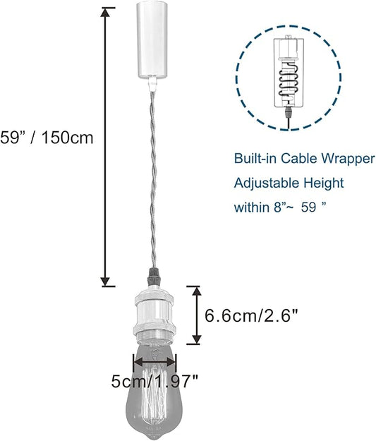 Kiven H-Type Track LightPendants, 59 Inch Cord Length Black Weave Rope Adjustable Length, Restaurant Chandelier DecorativePendant Light IndustrialPendant Lamp 3 Pack,Bulb Not Included(Bright Gold)