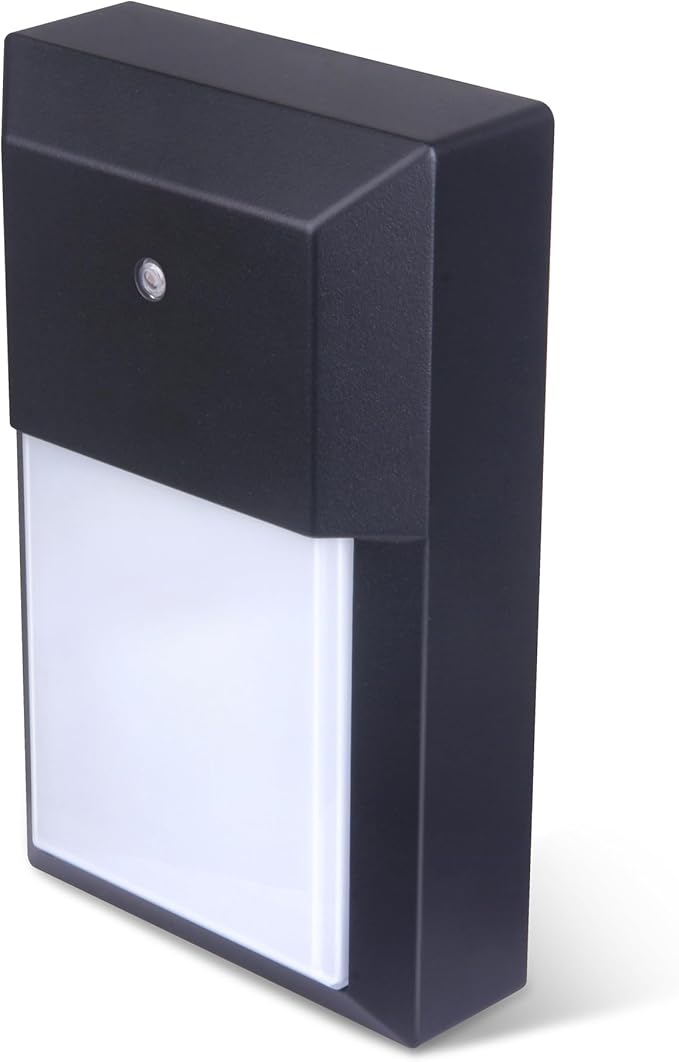LIT-PaTH Dusk to Dawn Outdoor Wall Lantern, LED Wall Sconce for Porch Lighting Fixture, 12W 1000 Lumens, Aluminum Housing Plus PC, 1-Pack, 5000K-Black Finish