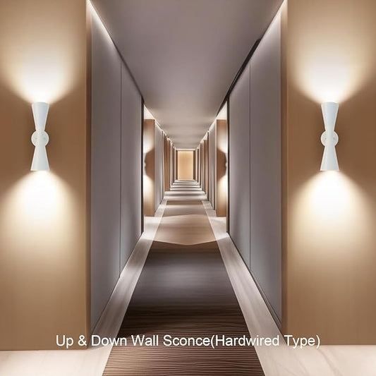 Modern Indoor Wall Sconce Up and Down White Wall Sconce Mid Century Indoor Wall Light Fixture Hardwired Wall Mounted Lamp for Living Room Bathroom Bedroom Hallway 13 Inch