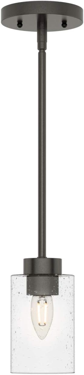 Hunter - Hartland 1-light Noble Bronze, Mini Pendant Light, Dimmable, Casual Style, Cylinder Shaped, for Bedrooms, Kitchens, Dining, Living Rooms - 19013