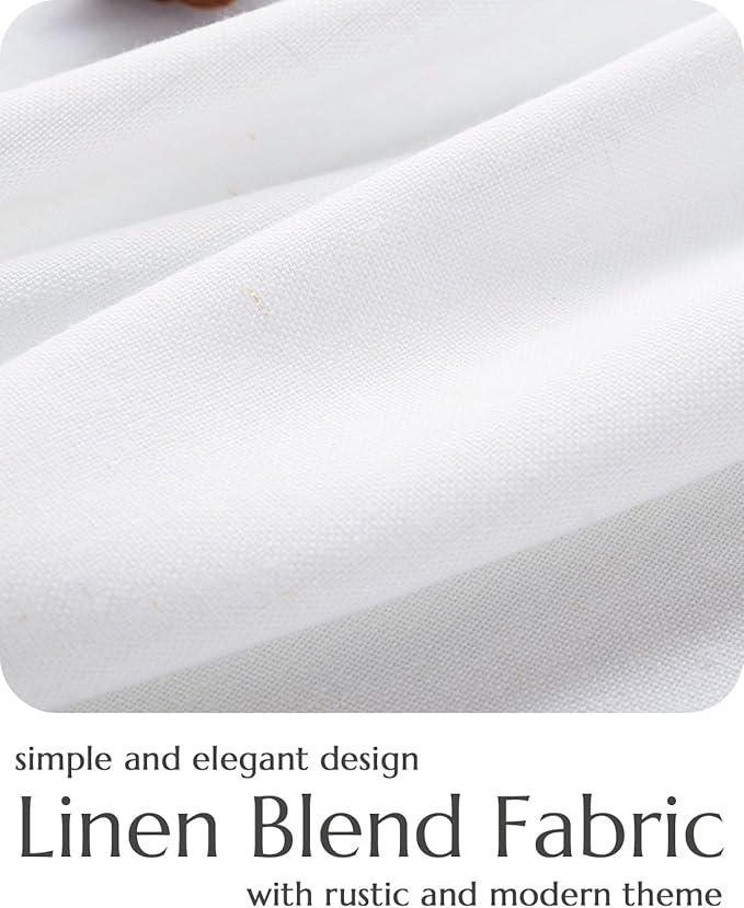 jinchan Tie Top Linen Kitchen Curtains Over Sink 36 Inch Length Tier Curtains Farmhouse Rustic Small Cafe Curtain for Bedroom Living Room Bathroom Half Window Light Filtering Privacy 2 Panels White