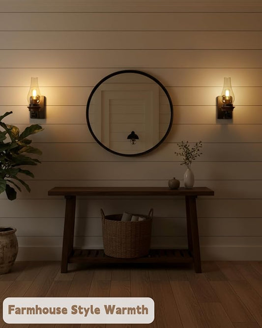 LightInTheBox Rustic Wall Sconce Vintage Farmhouse Wall Light Fixtures Industrial Glass Wall Lamp for Cabin Bedroom Living Room Hallway Fireplace (1PCS)