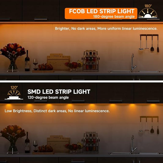 BTF-LIGHTING FCOB COB FOB LED Strip Lights 5V USB Powered 9.8FT 960LEDs Orange Color 8mm Width Dimmable CRI 90+ with 3M Tape Flexible High Density for 3D Printer TV Backlight PC DIY Decor