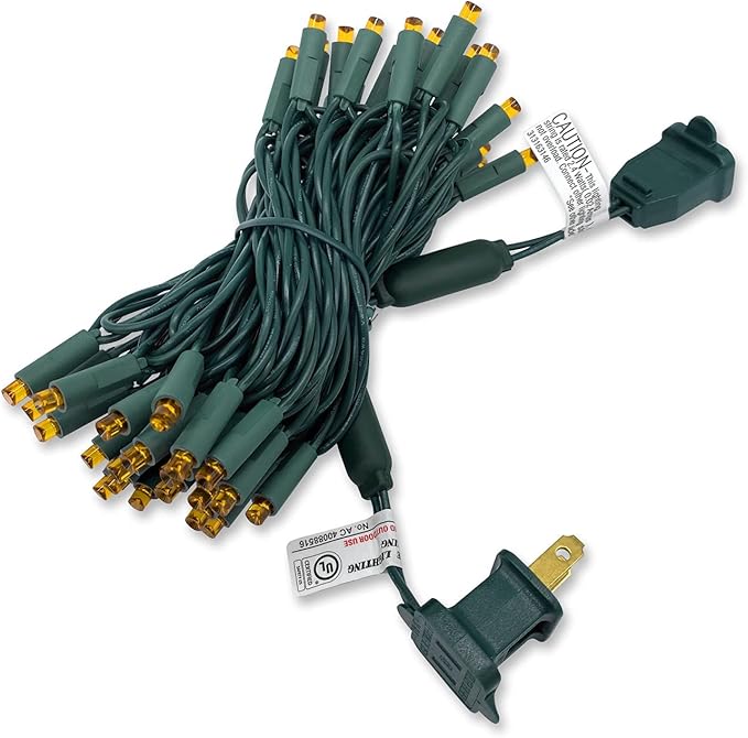 UL Listed 50 Count 5MM Wide Angle Led Christmas Lights Set,Outdoor Mini Led String Lights for Garden Patio Trees Lighting Decoration,17 Feet Green Wire (Orange Color)