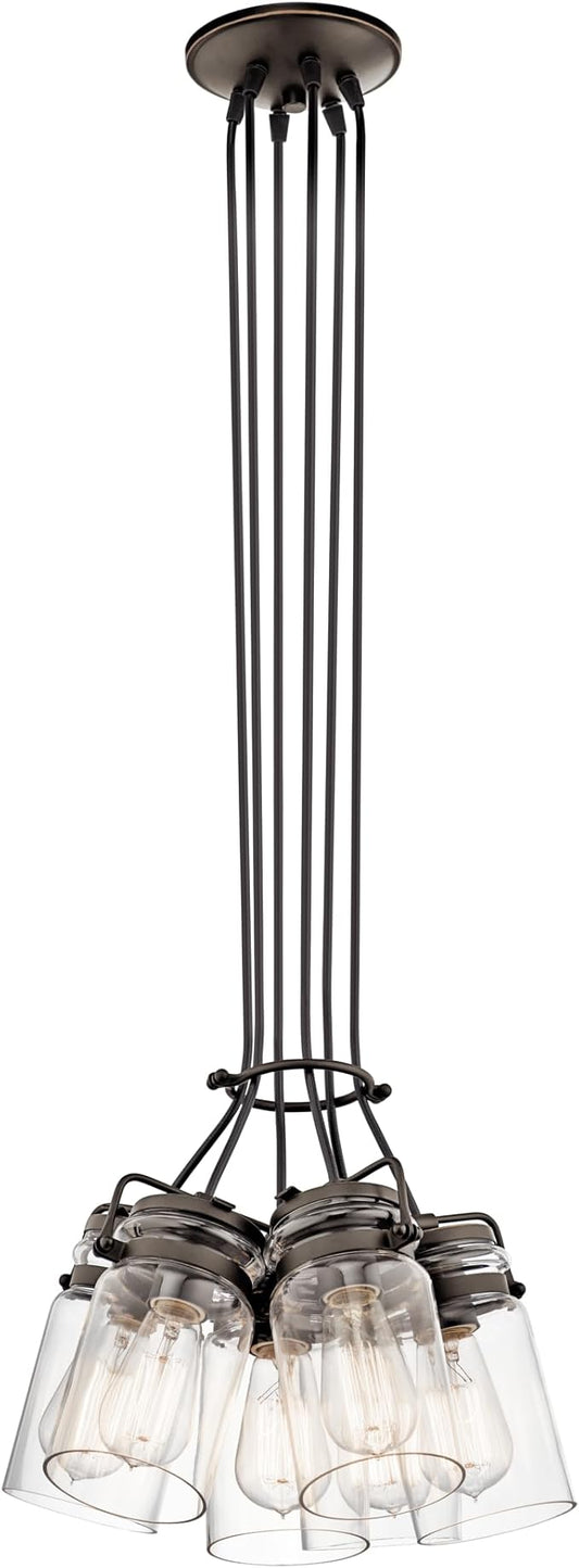 Kichler Brinley 7.75" 6 Light Pendant with Clear Glass Olde Bronze®