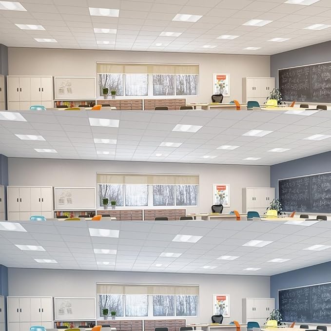 2x2 FT Center Basket LED Troffer Panel Light, 20/30/40W, 3 Color Options 3000K | 4000K | 5000K, Dimmable Drop Ceiling Lights, 2500/3750/5000 Lumens, Damp Rated, 120-277V, DLC Premium (4 Pack)