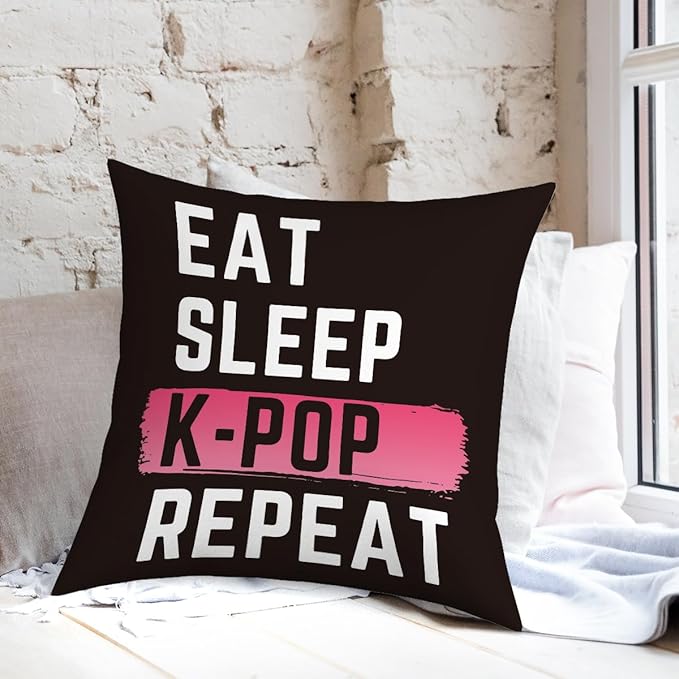 K-pop Decor, Just a Girl Who Loves K-pop Room Decor, Girls K-pop Gifts Rustic Anime Lovers Throw Pillow Covers for Home Living Room Bedroom Decoration Gifts
