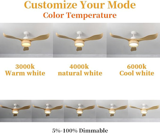 Eamonex 52 inches LED Bamboo DC Ceiling Fan with Light Fixture and Remote Control,Boho Wooden Bohemian Dimmable Rattan Wicker Fandelier for Indoor,Outdoor,Bedroom,Living room,Dining room