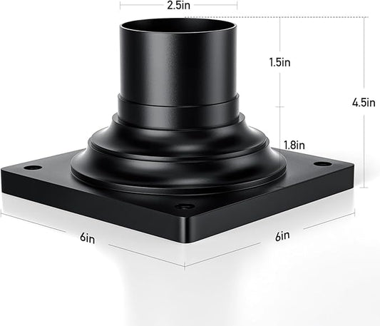 Outdoor Post Light Mounting Base 2 Packs, Matte Black Finish Traditional Base Mount, Waterproof Anti-Rust Cast Aluminum Pier Mount Base, 6" L x 6" W x 4.5" H