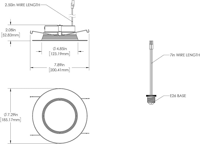 TCP LEDDR56BVCCT5 5/6 Inch LED Beveled Downlight - 50,000 Hour Life, Selectable CCT 27K-50K, 1400 Lumens, 14W, TRIAC Dimmable, E26 Adapter, UL Approved for Damp Locations, Easy Install Ceiling Light