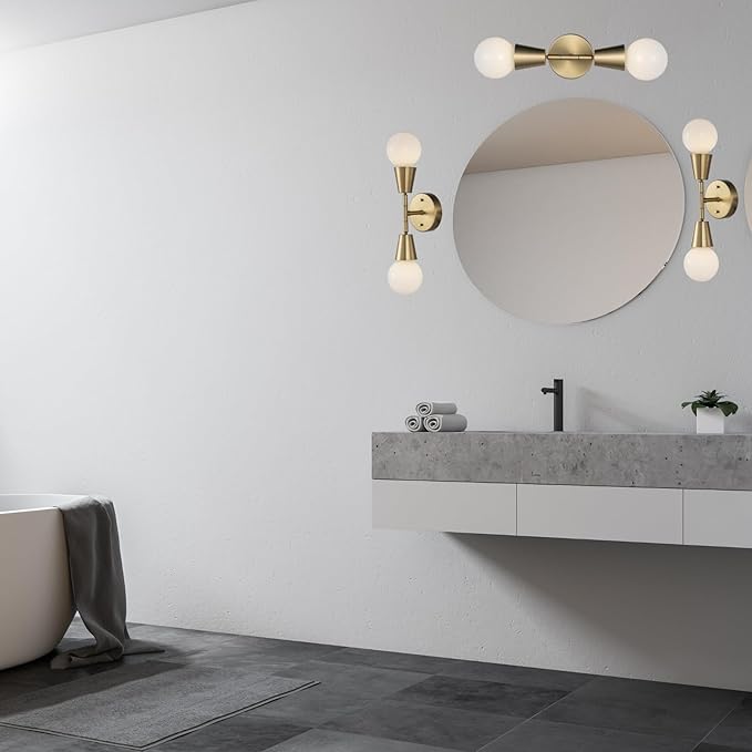 2-Light Modern Track Lighting Kit,Matte Brass Pivot Light Head, Flush Mount Adjustable Ceiling Light Spotlights for Bedroom,Living Room,Dining Room, Hallway,E26 Bulb Not Included