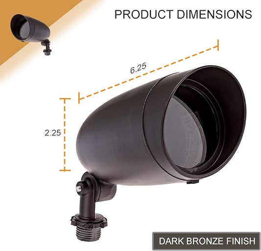 Lighting One Light PAR20 120 Volt Die Cast Aluminum Durable Outdoor Landscape Security Lighting Flood, Dark Bronze - Pack of 2