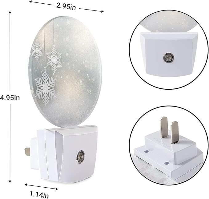 EKOBLA Snowflake Plug-in Night Light, Christmas Star & Winter Pattern LED Nightlight, 0.5W Sleep Friendly for Xmas Gift