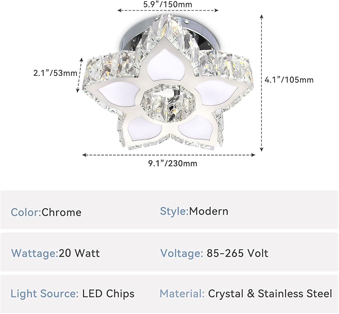 FRIXCHUR Modern Crystal Ceiling Light Fixture Mini Led Chandelier Small Flower Chandelier for Living Room Bedroom Dining Room Kids Room Girls Room,Colors Change