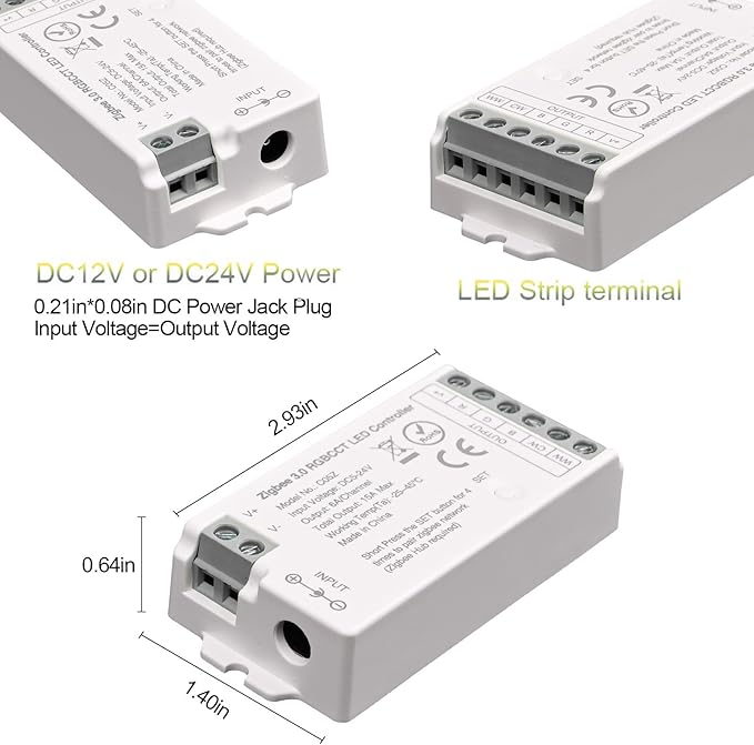 ZigBee 3.0 LED Controller C05Z RGBCCT LED Strip Bulb Dimmer Compatible with Echo Plus Home-kit Zigbee Hub Bridge Required DC5-24V for LED Strip Lights