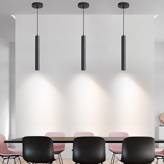 3 Pack Black Pendant Lights for Kitchen Island, Modern Minimalist Linear Hanging Light Fixtures, 3 Color 3000K/4500K/6500K, Ceiling Pendant Lighting for Dining Room, Bedroom, Hallway, Bedside