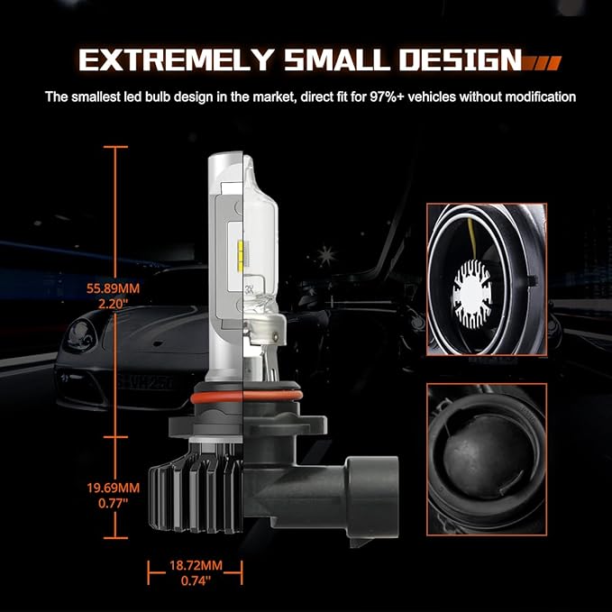 SEALIGHT 9005 H11 Fog Light Bulbs Combo with 1200 Feet High Visibility, 60,000LM Super Bright H11/H8 9005/HB3 Lights Bulbs, Plug and Play, Pack of 4