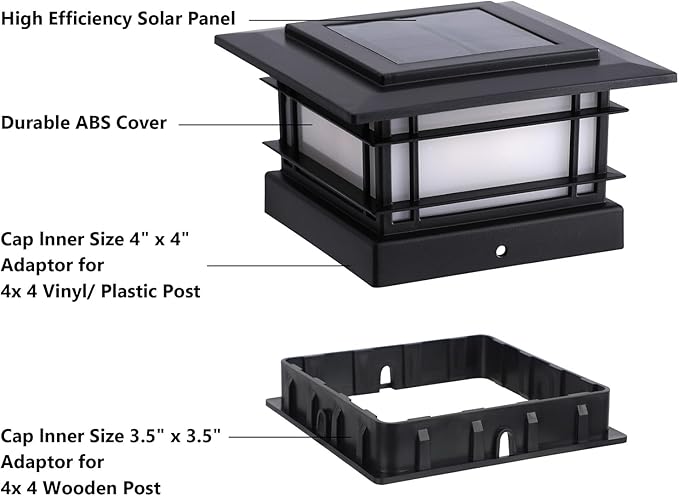 Dynaming 4x4 Solar Post Cap Lights Outdoor with 2 Color Modes, Upgrade Fence Post Solar Lights Black Shell for 4x4 Vinyl/Wooden Posts, Brightness LED Lighting Decor for Garden Deck Patio, 6 Pack