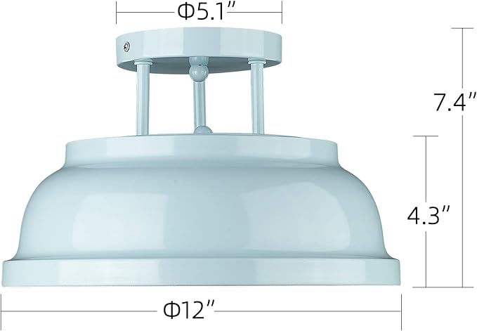 zeyu Modern Semi Flush Ceiling Light - 2-Light Ceiling Light Fixture for Living Room Bedroom Kitchen Hallway, Blue Finish, ZY29-F SF