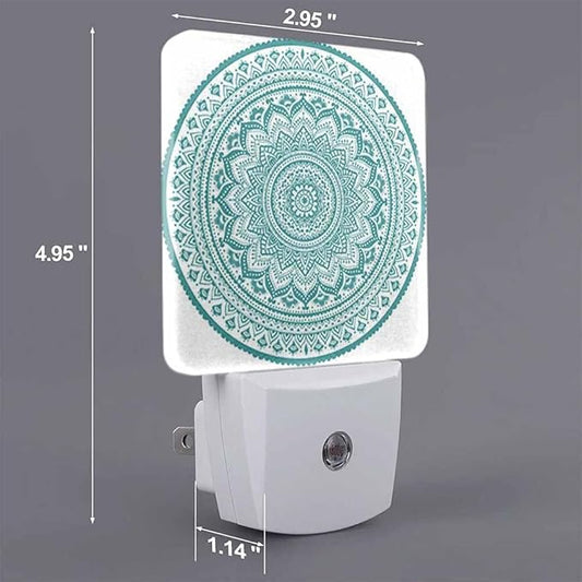 Datura Flower Night Light Blue Green Vintage Style LED Night Lights Plug into Wall for Stairway Hallway Bedroom 0.5W Nightlight