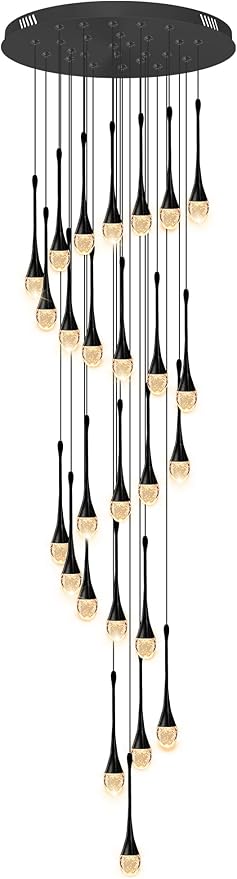ykolupty H138''Modern Crystal Chandelier for High Ceiling,Large Spiral Crystal Chandeliers,Luxury Raindrop Foyer Chandeliers,Hanging Pendants Lighting for Entryway, Staircase,Hallways,Living Room