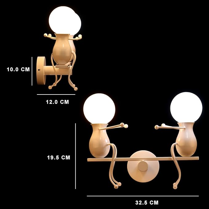 Kawell Humanoid Wall Light Fixtures Modern Wall Lamp Creative Wall Sconce Light Art Deco Max 60W E26 Base for Children Room Bedroom Bedside Living Room Stairs Hallway Restaurant Kitchen