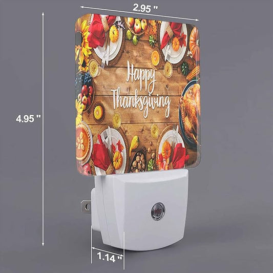 LED Night Light Plug into Wall with Dusk to Dawn Light Sensor White Energy Efficient Thanksgiving Celebration Traditional Dinner Meal Nightlight for Bedroom Bathroom Hallway Living Room Kitchen