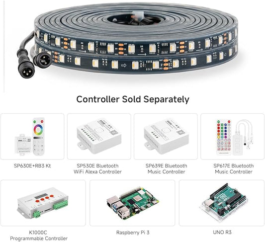 BTF-LIGHTING IP68 Waterproof Outdoor WS2814 RGBW IC LED Strip RGB+Warm White(3000K) Addressable Dream Color 5050SMD Light DC24V 16.4ft 60LEDs/m 10Pixels/m Can Work Outdoor(No Adapter or Controller)