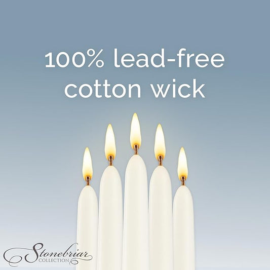 Stonebriar Tall 10" White Unscented 10 Count Taper Candles, 7 Hour Burn Time
