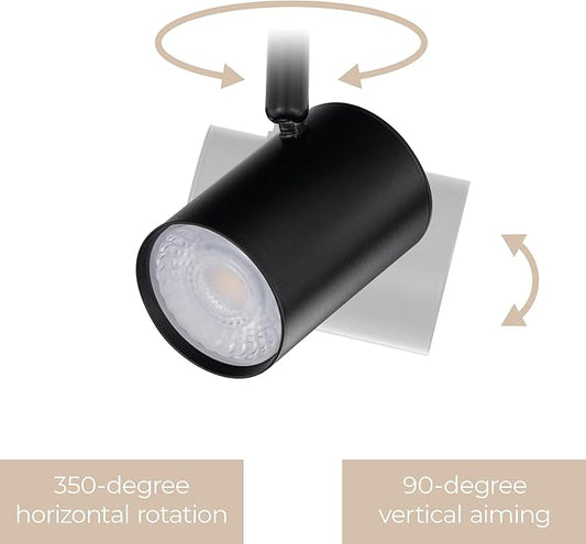 Amped Collection LED 10W 808 Lumens Adjustable Monopoint 5-CCT Selectable with Canopy for Junction Box in Black