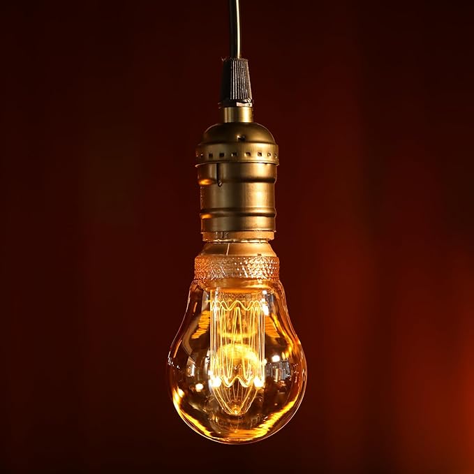 TORCHSTAR A19 Decorative Light Bulb, Amber Glass A19 E26 Base LED Bulb Dimmable 0-100%, 2.3W Vintage Edison LED Bulbs, UL Listed Virtual Filament Light Bulbs, 2000K Amber Light