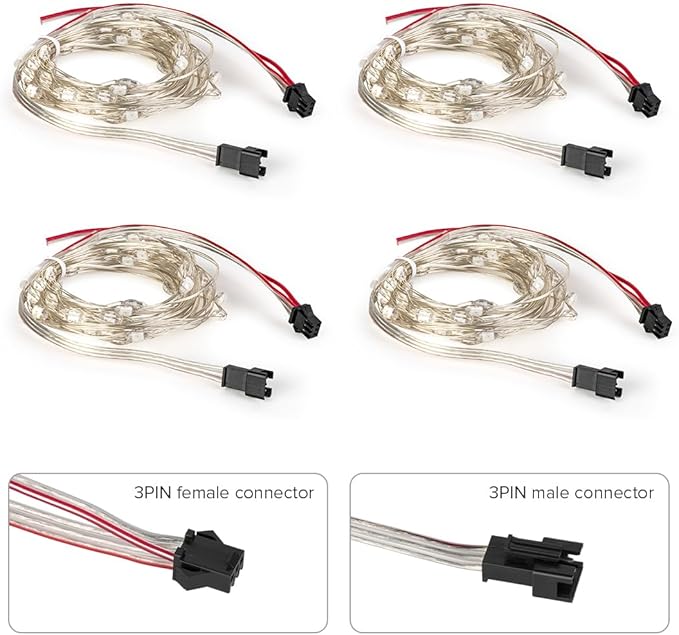 BTF-LIGHTING Chasing Dream Full Color Twinkle Decorative Light 4Pack 16.4ft Total 200LED Addressable WS2812B IC Fairy String DC5V for Kid's Bedroom, Christmas Tree, Party(No Adapter or Controller)