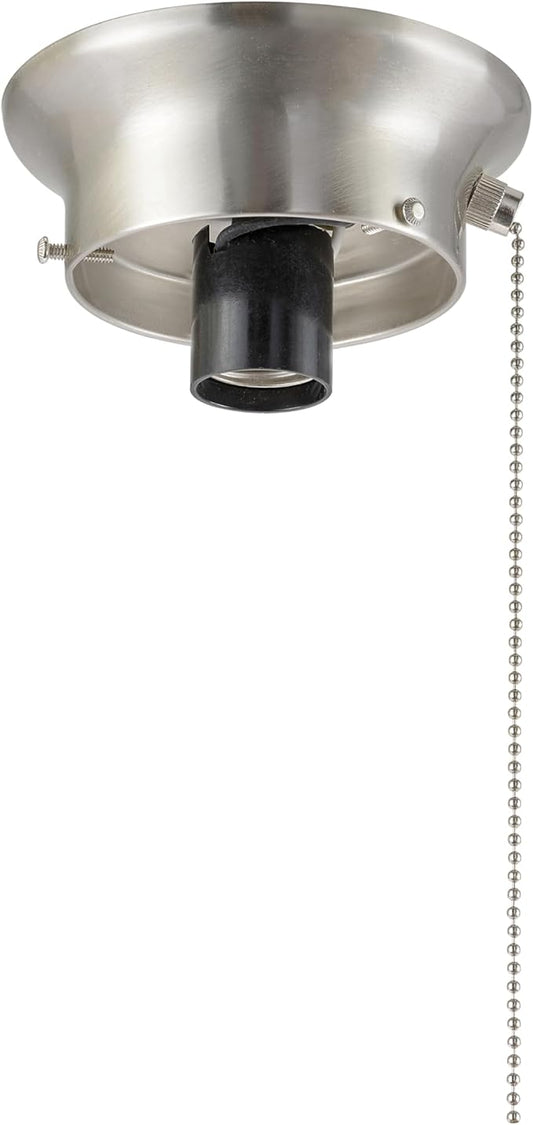 Aspen Creative 22101-09-1, Flush Mount Ceiling Fixture Shade Holder Kit with On/Off Pull Chain Switch in Brushed Nickel Finish 3-5/8" Fitter, 4-7/8" Diameter x 1-7/8" Height