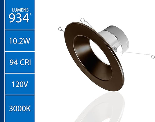 NICOR DLR566091203KOB DLR56(v6) 5/6-inch Oil-Rubbed Bronze 900 Lumen 3000K Recessed LED Downlight