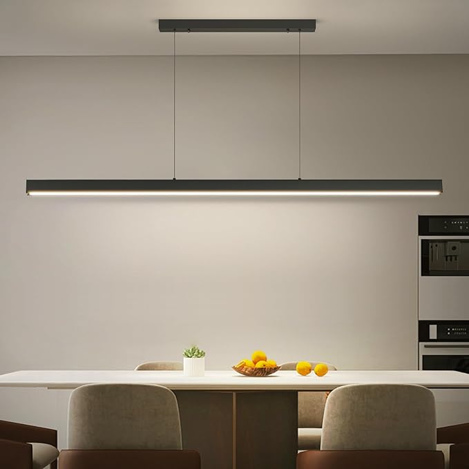Modern LED Linear Pendant Light, 31IN Ceiling Chandlier Light Fixtures Hanging with Remote Control 3000k-6500K Adjustable Color Temperature Island Light for Dining Room, Kitchen