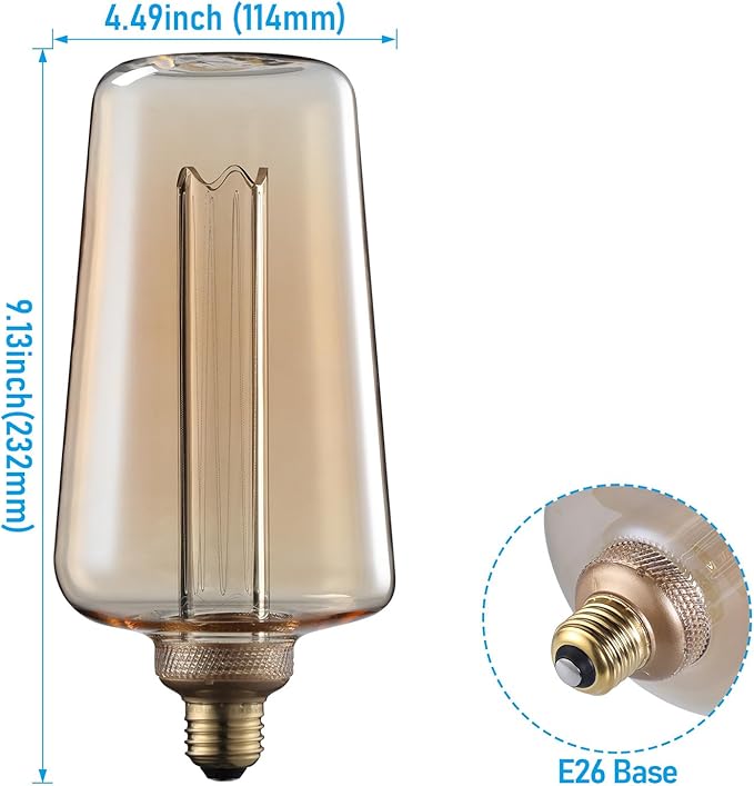 ESCENA Craftsmanship Series LED Decorative Light Bulb, Wine Bottle Style Vintage Edison Bulb Dimmable 3.5W, E26, Unique Virtual Filament Vintage Light Bulbs, Amber Glass, 2000K Soft Warm, UL Listed