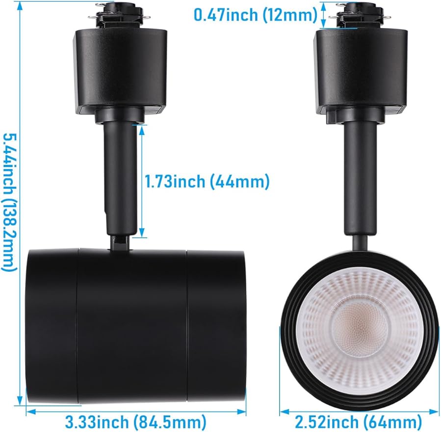 LEONLITE Studio Series 8.5W LED H Track Lighting Heads, ETL Listed, Dimmable Retail Track Light Heads for Store Shop Cafe, 600LM, CRI90, H Track Lighting, 2700K Soft White, Matte Black, Pack of 4