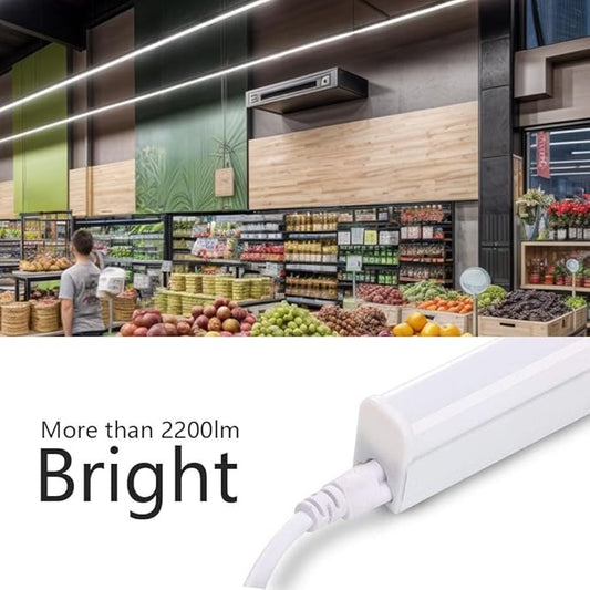 (Pack of 8 LED Shop Light T5 4FT, 20W, 2200LM, 4000K Cool White, Utility led Shop Light, LED Ceiling Light and Under Cabinet Light, Corded Electric with Built-in ON/Off Switch