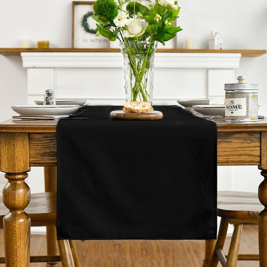 Artoid Mode Black Table Runner, Seasonal Halloween Washable Kitchen Dining Table Decoration for Home Party Decor 13x60 Inch