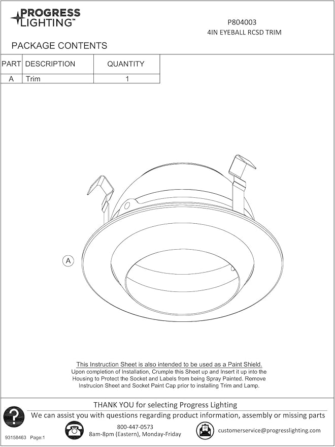 Progress Lighting P804003-028 4" LED Recessed Eyeball Trim Satin White (P804N Series)