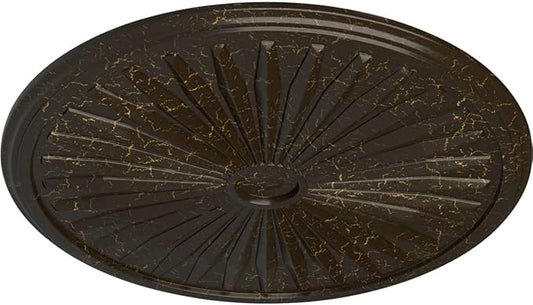 Ekena Millwork CM33LESHC - 33 1/8"OD x 3 1/2"ID x 1 3/8"P Leandros Ceiling Medallion (Fits Canopies up to 5") - Ceiling Medallion, Stone Hearth Crackle