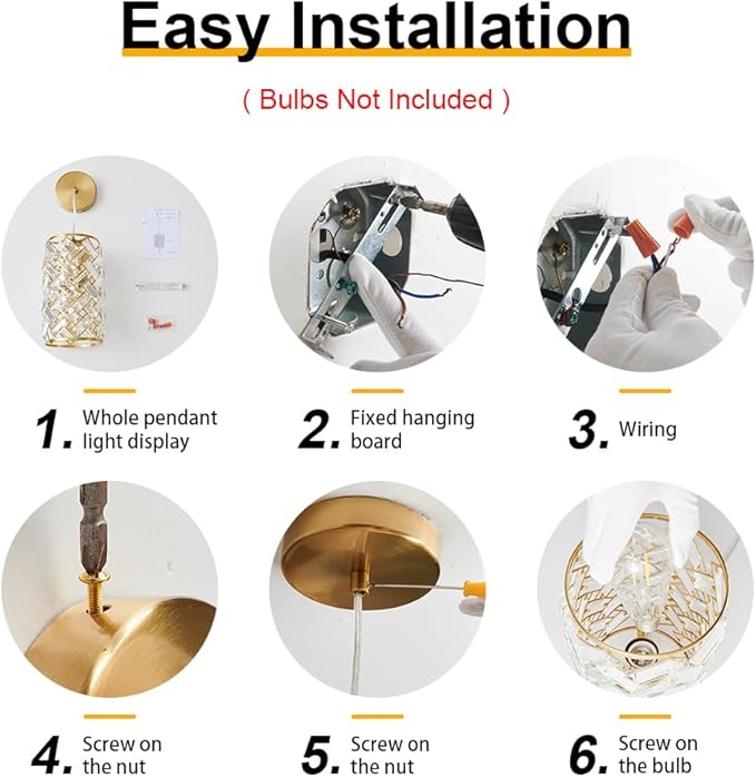 Gold Pendant Lights Kitchen Island, Mini Crystal Modern Kitchen Pendant Lighting Over Sink with 10.2" Clear Glass Shade Chandeliers, Adjustable Pendant Light Fixture for Dinning Room Bedroom Entryway
