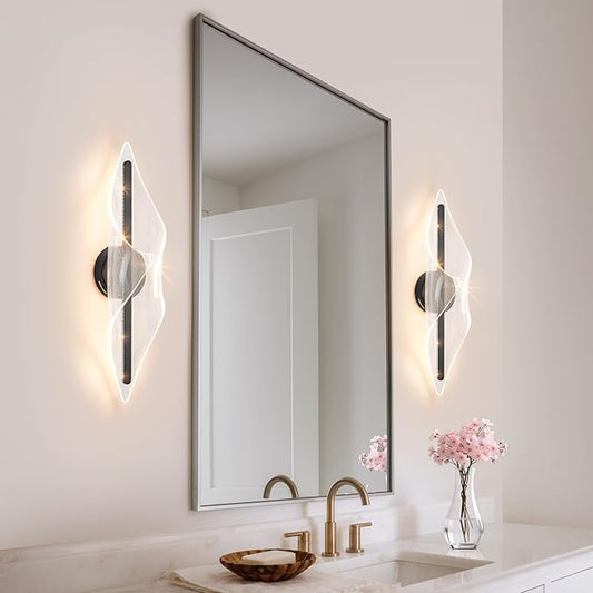 Modern Wall Sconce Light Bedroom Wall Lights Black LED Wall Lamp for Living Room Hallway Bathroom 22.4In