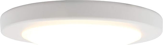 Design House 588160 Paxton Modern Integrated LED Disk Light Indoor/Outdoor Ceiling Flush Mount Dimmable with White Lens Shade for Bathroom Entryway Living Room, White, Satin Nickel