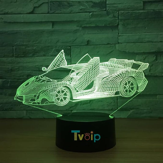 7 Color Changing Night Lamp 3D Atmosphere Bulbing Light 3D Visual Illusion LED Lamp for Kids Toy Christmas Birthday Gifts (Racing Car)