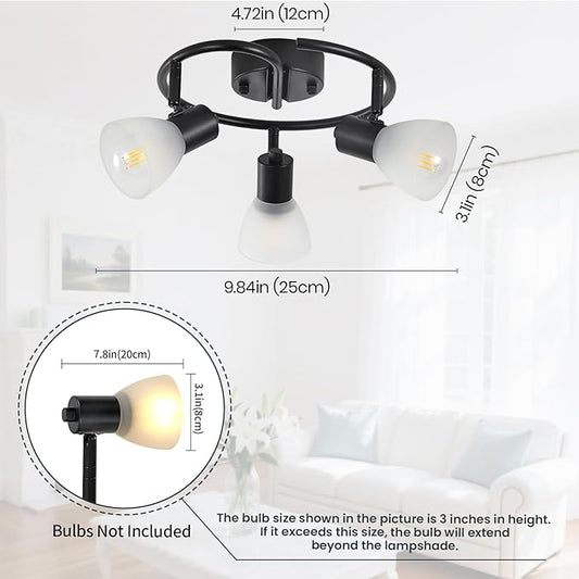 KEESFU 3-Light Kitchen Flush Mount Ceiling Light,Modern Round Track Lighting Fixtures,Directional Ceiling Spot Light for Dining Room Bedroom Hallway.